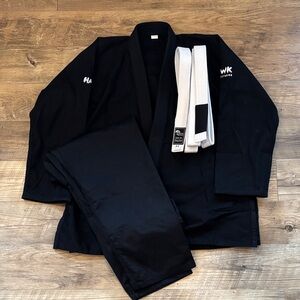 Black Martial Arts Gi with White Belt